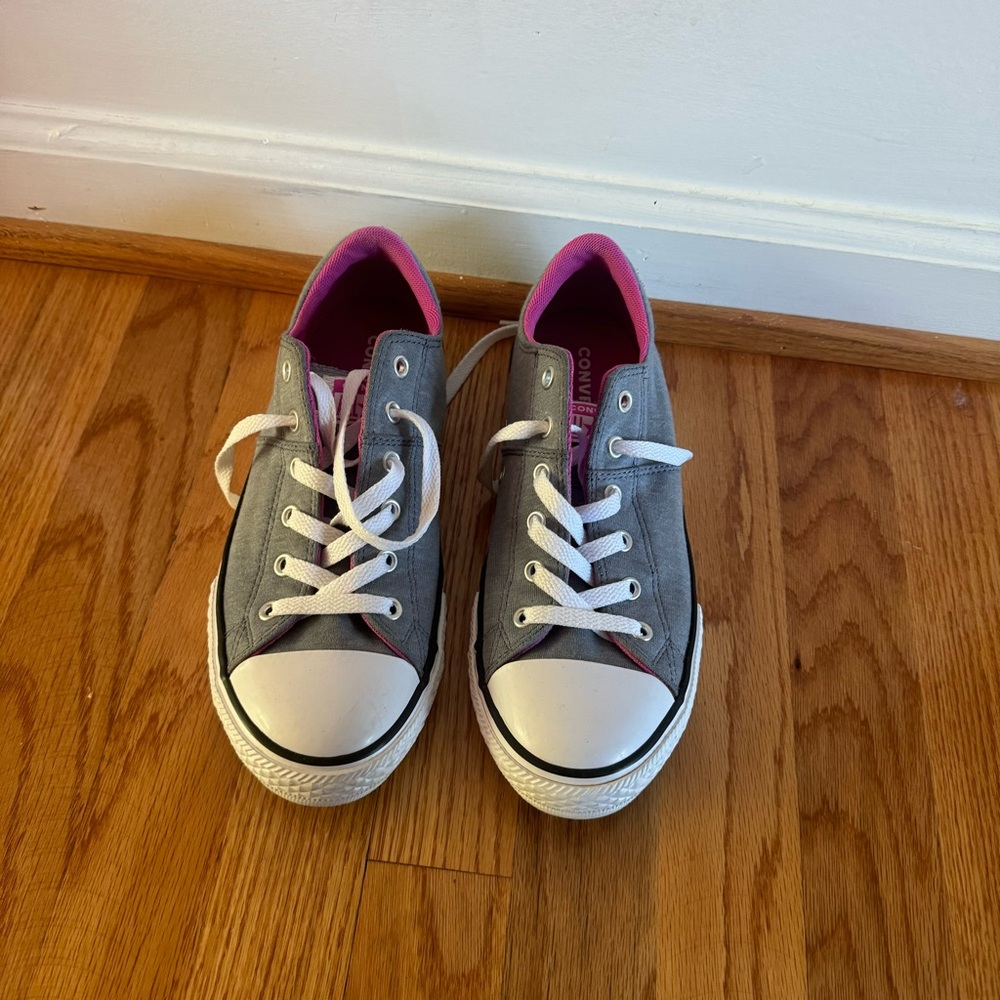 Converse All Stars Gray Pink and White Sneakers Girls Size 5